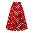 thumbnail image 3 of Xyxonk Red Skirts for Women Fall Vintage Polka Dot Print Elastic High Waisted Midi Skirt with Pockets Trendy A Line Button Pleated Flared Swing Skirt Deep Red XL, 3 of 3