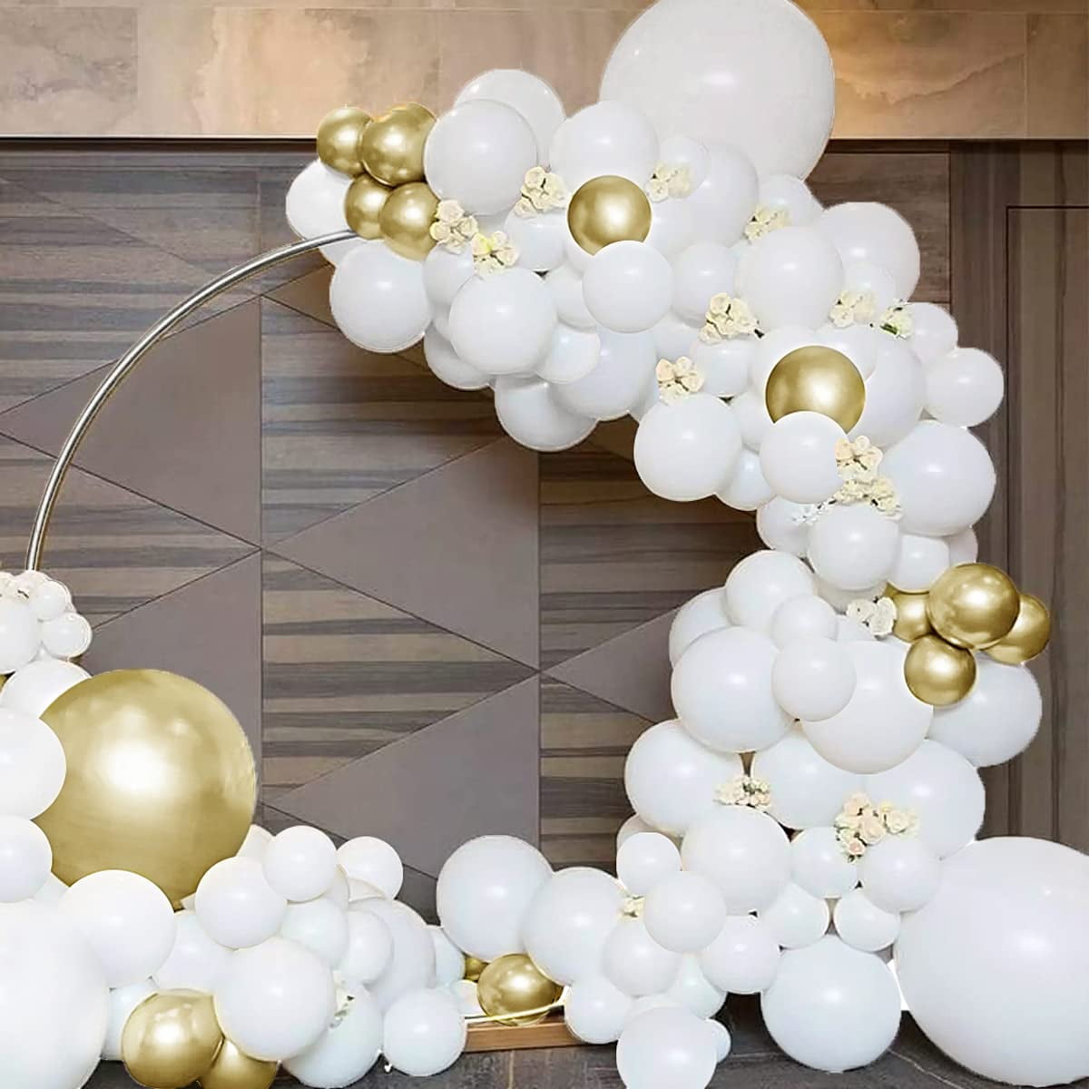 AYUQI DIY Balloon Garland Kit White Gold Latex Balloons Party for Wedding Birthday Graduation Anniversary Bachelorette Background Decorations