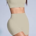 thumbnail image 4 of TOWED22 Women 2 Piece Workout Sets Padded Low Impact Yoga Tops High Waisted Biker Shorts(Khaki,L), 4 of 6