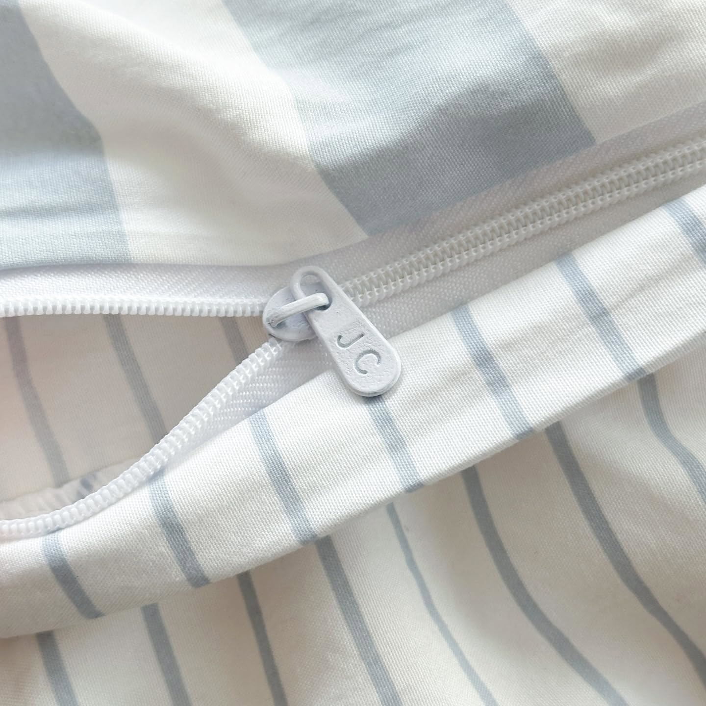 Duvet Cover Stripes Blue White Bedding Microfiber Duvet Cover Sets with Zipper Queen Size
