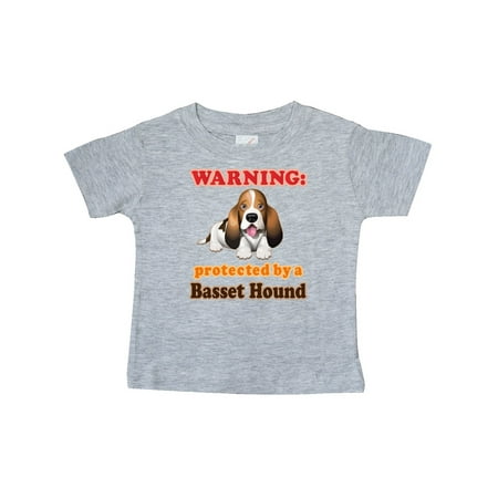 

Inktastic Protected by a Basset Hound Funny Dog Gift Baby Boy or Baby Girl T-Shirt