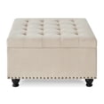 thumbnail image 5 of GZXS Large Storage Ottoman with Hinged Lid & Nail Trim, 30-Inch Tufted Linen Upholstered Seat w/ Solid Wood Construction, for Living Room/Bedroom/Office (Beige), 5 of 9