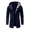 thumbnail image 1 of RXIRUCGD Men's Solid Color Design Zipper Pocket With Velvet Long Sleeved Hooded Casual Jacket, Navy, Size: XS, 1 of 8