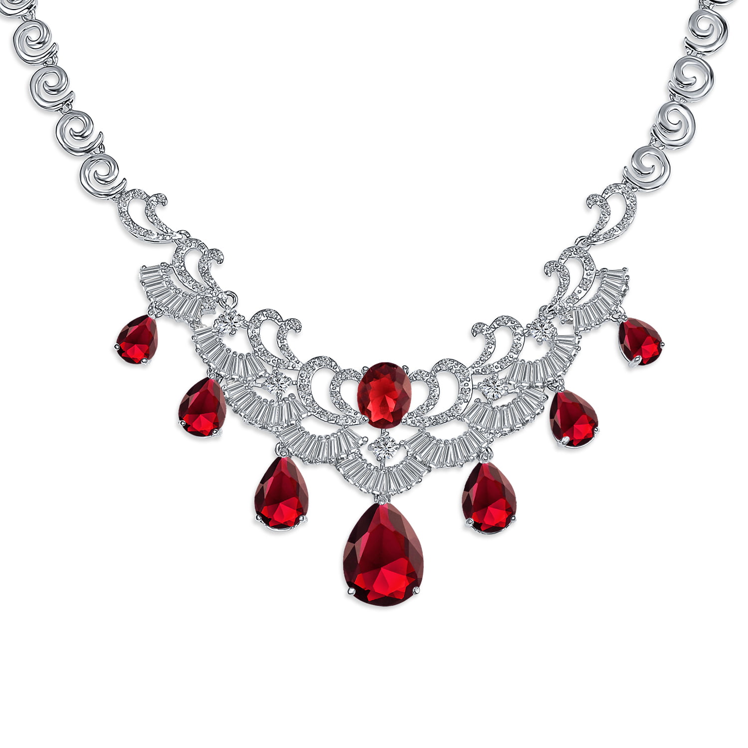 atjewels 925 Sterling Silver Round Cut Red Ruby & White Cubic Zircon T –  atjewels.in