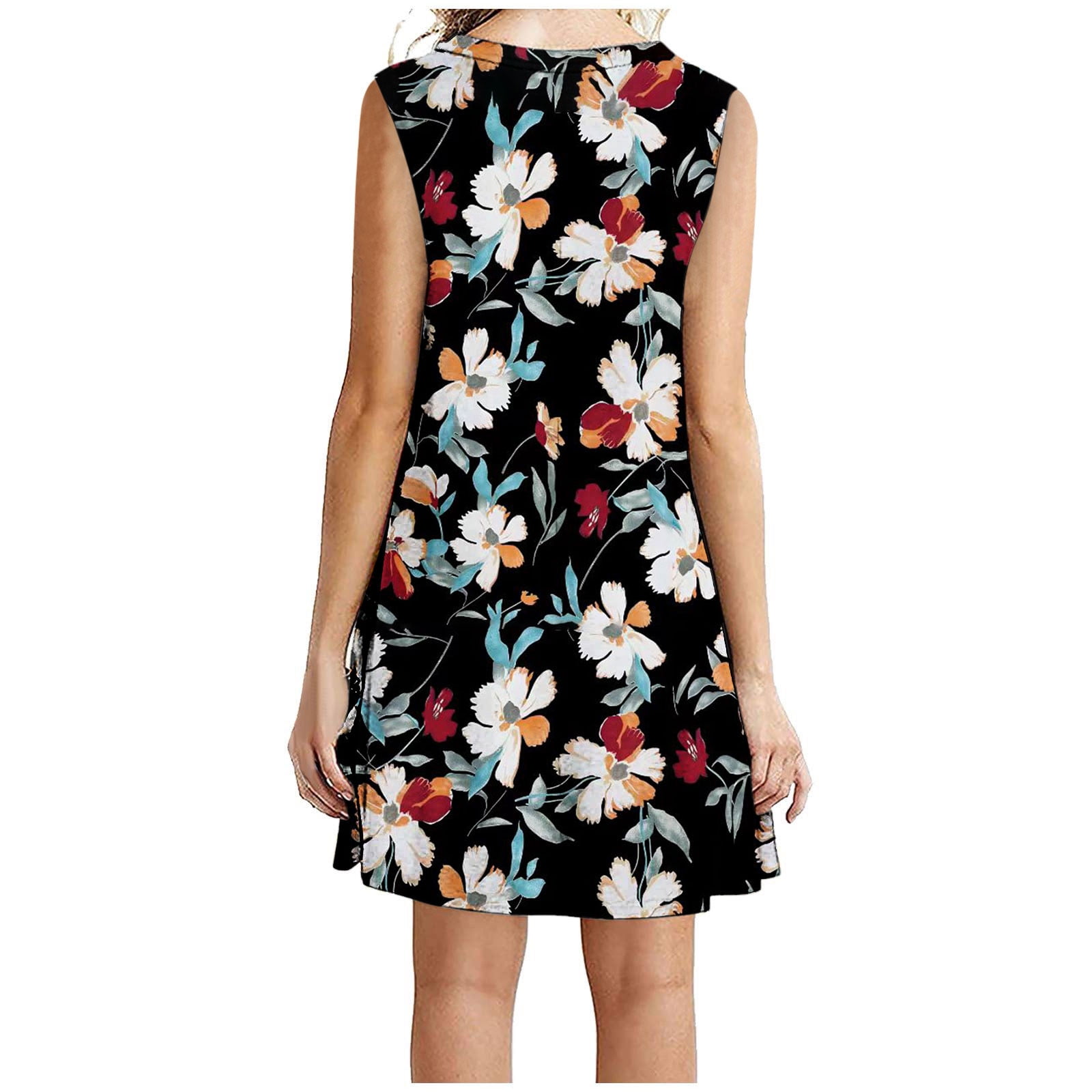 Toddler Girl Floral Print Surplice Neck Sleeveless Blue Denim Dress