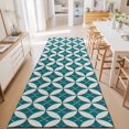 thumbnail image 3 of Hallway Runner Rug 2'x6', Abstract Geometric Kitchen Runner Rugs Non-Slip Carpet Mats, Vintage Rhombus Circle Texture Green Bedside Rugs Runners Washable Floor Carpet for Bathroom Laundry Room, 3 of 8