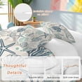 thumbnail image 3 of Blue Teal Coastal Bedding 3 Piece Duvet Cover Set Twin Size, Summer Beach Starfish Coral Nautical Rustic Soft Microfiber Comforter Cover with Zipper Closure & Pillowcases, FadeResistant Quilt Cover, 3 of 9