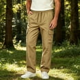thumbnail image 4 of QSXADF Men's Straight Leg Pants Casual Loose Pants Quickly Dry Straight Cargo Pants Solid Outdoor Adventure Athletic Long Mens Casual Trousers, 4 of 5