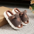 thumbnail image 4 of Tfken Slippers For Girls Toddler Size 4-5 Years Slip-On Open Toe Cushy Capybara Print House Shoes Coffee, 4 of 9