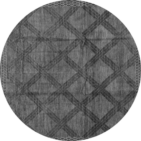Ahgly Company Indoor Round Abstract Gray Modern Area Rugs, 4' Round