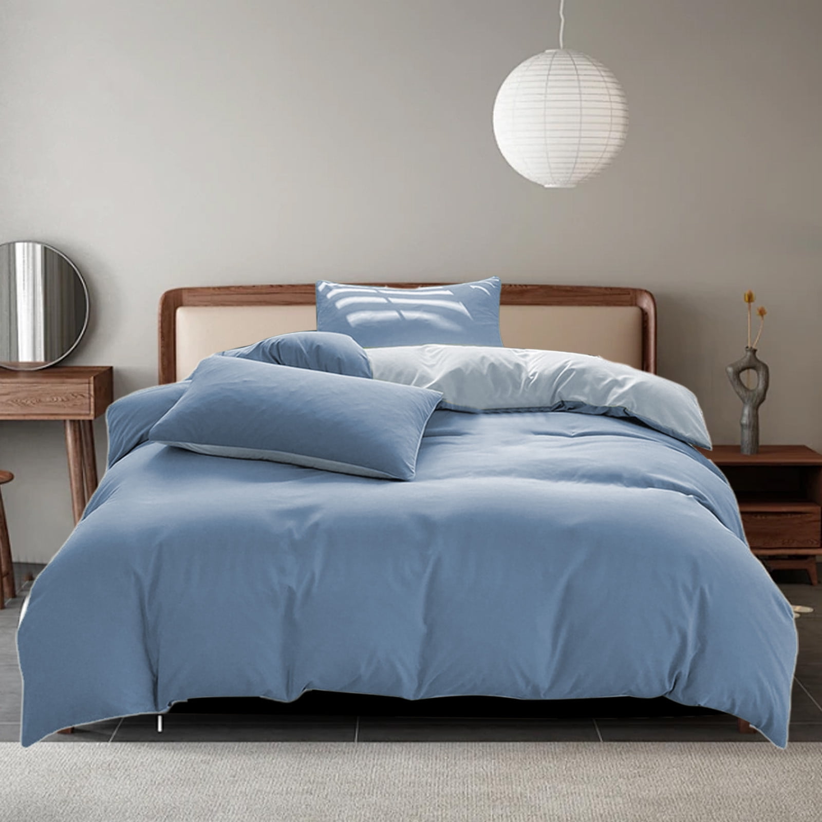 4 Piece Bed Sheets Queen/King Size Bedding Set with Duvet Cover Fitted Sheet 2 Pillowcases Soft Washed Polyester Wrinkle Free Easy Care by PALIFEUR