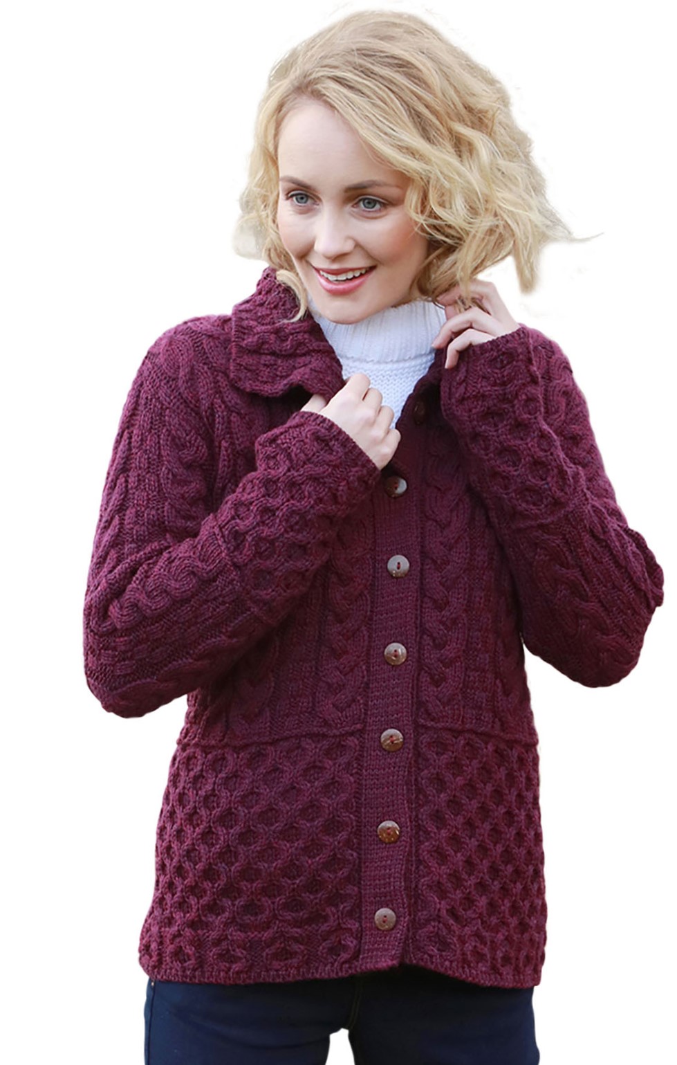 Knitwear Honeycomb Jacket Front Buttons 