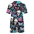 thumbnail image 4 of Bzdzmqm Women Halloween 2 Piece Sets Print Short Sleeve Round Neck Casual Outfits Breathable Cool Shorts Lounge Set, White M, 4 of 6