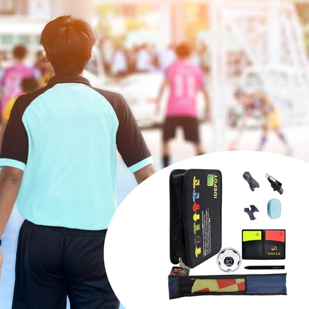 Bolsa de accesorios para árbitro de fútbol, conjunto de accesorios para árbitro, tarjetas rojas y amarillas, bandera de mano, bolsa de transporte con