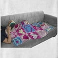 thumbnail image 5 of Love Soft Flannel Fleece Throw Blanket, Hearts in Square Shapes Geometrical Celebrate Childish Children Artwork, Cozy Plush for Indoor and Outdoor Use, 50" x 60", Blue Ivory Pink, by Ambesonne, 5 of 5
