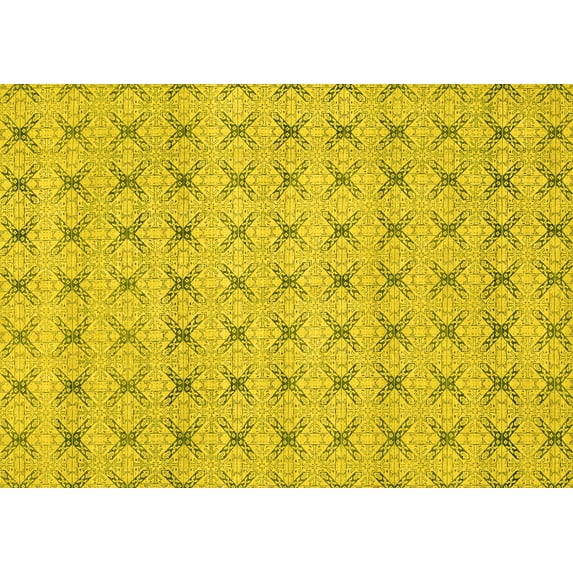 Ahgly Company Machine Washable Indoor Rectangle Abstract Yellow Modern Area Rugs, 6' x 9'