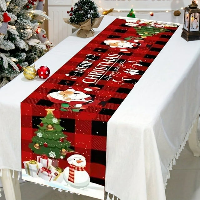 BAOPAI 72.74 Inch Festive Christmas Tablecloth with Festival Necessity Enduring Nylon Multicolor Decoration for Holiday Dining and Home Celebration
