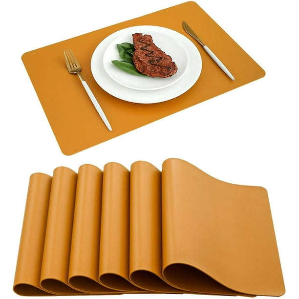 Manteles Individuales Mantel Individual Amarillo Manteles De Mesa De Cuero Juego De 6 Manteles Individuales Resistentes Al Calor Fáciles De Limpiar Lavables A Prueba De Agua Al Aire Libre Para Comedor Afortunado Sencillez