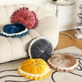 thumbnail image 2 of Ice Flower Velvet Pleated Round Pumpkin Floor Pillow Series Decorative Throw Pillow, 15" x 15" Round, Blue, 2 of 9