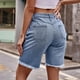 thumbnail image 4 of Pantalones cortos de mezclilla para mujer Pierna recta Cintura media Hasta la rodilla Cómodo para viajes de verano Azul M, 4 of 6