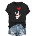 thumbnail image 6 of EchfiProm Gray T shirts for Women Graphic Tees Short Sleeve Crewneck Heart Valentine Day Cute Womens Plus Size Tops, 6 of 9