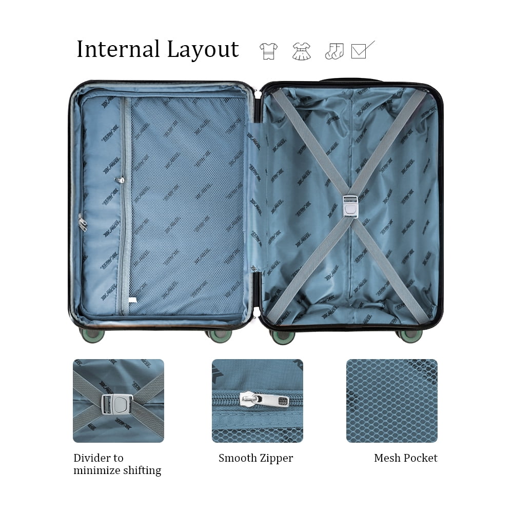 3 Piece Hardside Luggage Set Expandable Suitcase with Spinner Wheels,Lightweight Hardshell Suitcase Set 20in24in28in, Light Green, SQ249