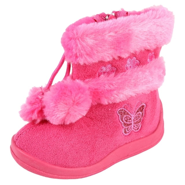 Kali Footwear Girl's Zello Boots for Toddler Girls | Glitter Boots | Pom Pom | Hot Pink 9 Toddler