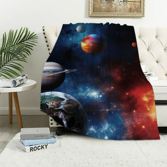 JRXY Galaxy Planet Blanket Gifts - Kids Boys Men Outer Space Universe Throw Blanket Soft Warm Plush Blanket for Teens Teenagers Birthday Halloween Fathers Day 100×130cm 130×150cm 150×200cm 40x50in