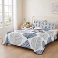 thumbnail image 2 of King Quilt Set 96''x106'', Navy Blue Grey Leaves Lightweight Bedspread Coverlet Set with 2 Pillow Shams, Summer Tropical Plant Breathable All Season Quilt Bedding for Bedroom/Guest Room, 2 of 9