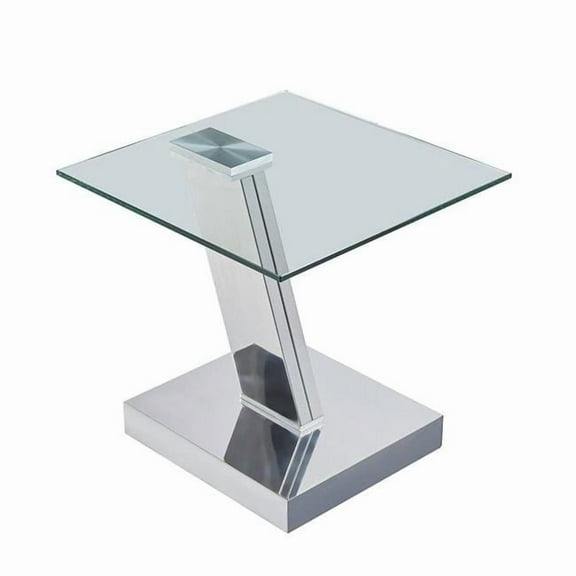 J & M Furniture 18879-ET 19.6 x 19.6 x 19.6 in. Glass & Stainless Steel MC Houston End Table