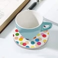 thumbnail image 4 of SKYSONIC Round Drink Coasters 2 Pcs Colorful Polka Dot Absorbent Ceramic Coaster with Cork Base for Coffee Cups for Home Decor, 4 of 5