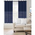thumbnail image 2 of Navy Blue Striped Blackout Curtains for Bedroom/Living Room, Thermal Insulated Kitchen Curtains, Vintage Stripes Ombre Grommet Darkening Window Treatment Drapes 52"x84"x2, 2 of 8