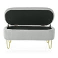 thumbnail image 6 of Aukfa Modern Oval Storage Ottoman Bench with Flip-Top Lid – Upholstered Entryway/Bedroom/End-of-Bed Bench,Gray, 6 of 7