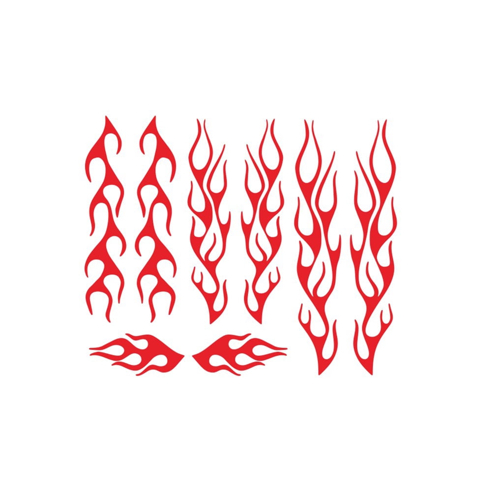 Red Flames Sticker 8 Pcs Self Adhesive Motorcycle Sticker, Flame Stripe Pattern Car ...