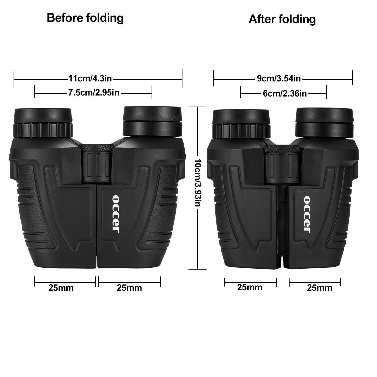 Occer 12X25 Compact Binoculars with Clear Low Light Vision, Large Eyepiece Water