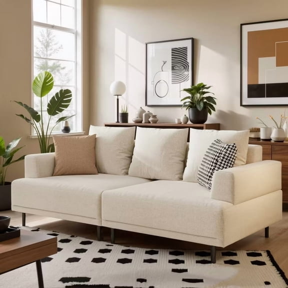 NessCarsti Modular Sectional Sofa & Loveseat Living Room Furniture Sets, 3-Seat, Beige