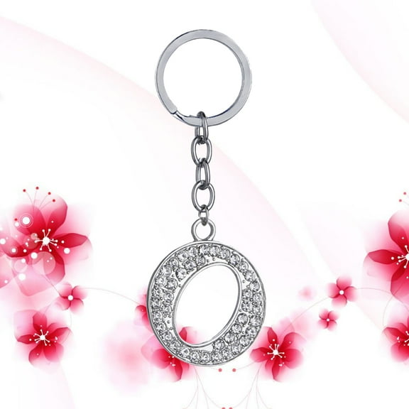 HEMOTON Stylish Alphabet Letter Keychain with Rhinestones Decoration for Handbag Charm and Key Holding Silver
