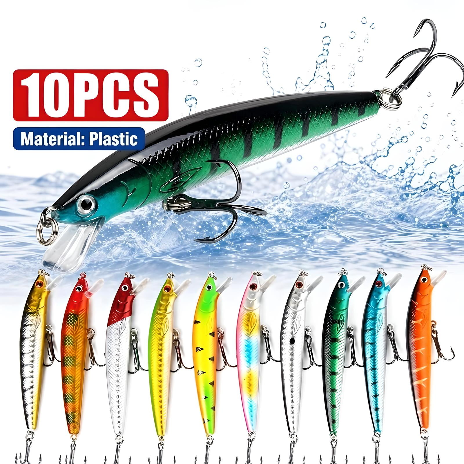 DuoBao 10pcs Fishing Lures – Life-Like Swimbait Minnow Hard Lure Bass Trout Baits Kit Fishing Topwater Lures Hard Baits Crankbait Swimbait for Saltwater Freshwater