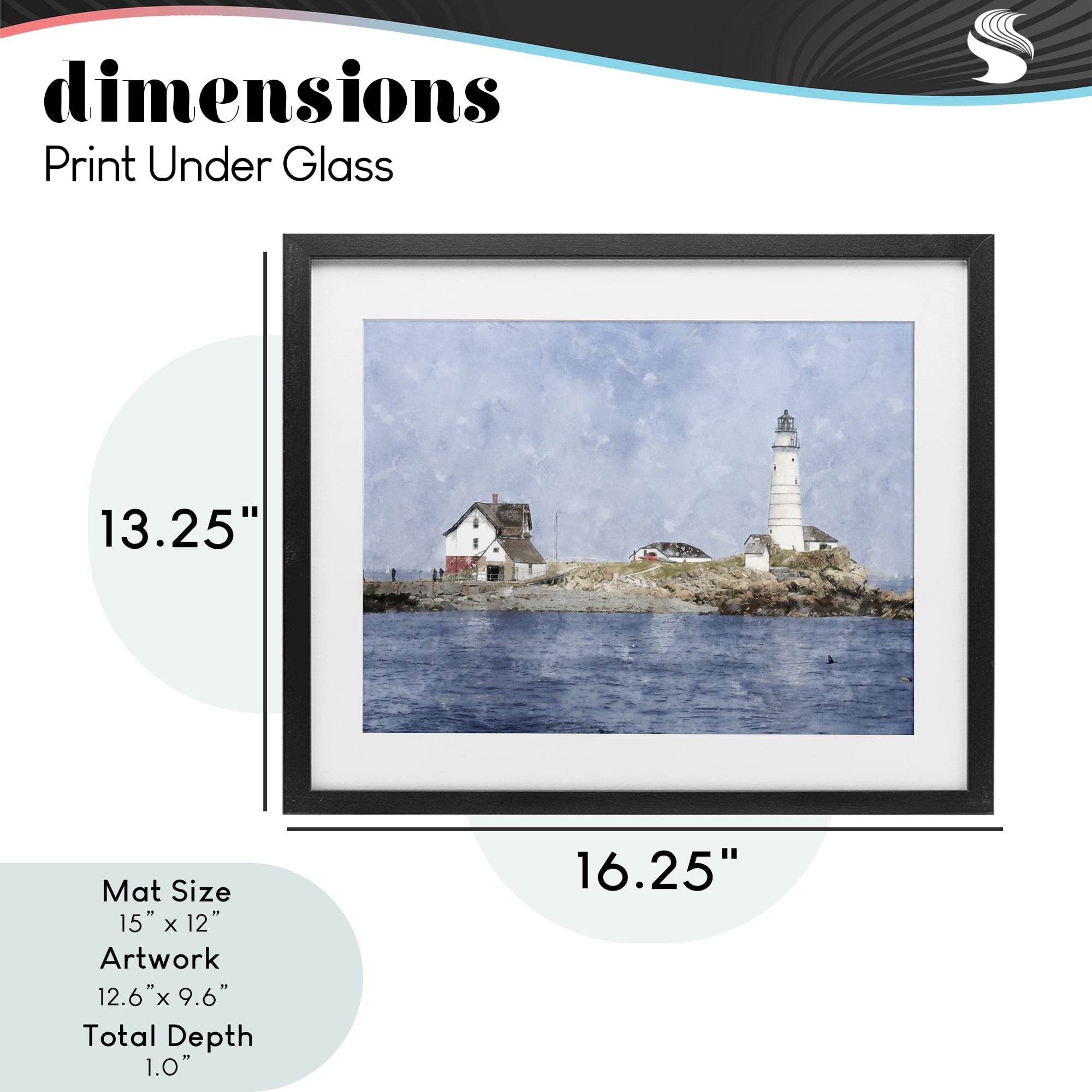 Stupell Industries Picturesque Lighthouse Island Black Framed Print Under Glass, design by Kim Curinga