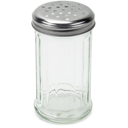 Retro Sugar Dispenser Spice Herb Seasoning Grated Cheese Shaker Retro Dispenser (10oz Glass With Perforated Stainless Steel Lid) ()