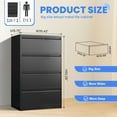thumbnail image 2 of 4 Drawer Lateral File Cabinet with Lock, Metal Filing Cabinet for Home Office, Metal Filing Storage Vertical Cabinet, 2 of 8