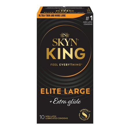 SKYN King Elite Large Extra Glide Non-Latex Condoms, 10 Count – Extra Glide for Extra Comfort