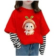 thumbnail image 2 of RXIRUCGD Girls New Long Sleeved Top Children's Girls Base Shirt Fake Two Piece Top( Red, Size:7 Years ), 2 of 3