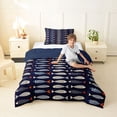 thumbnail image 2 of Feelyou Line Art Striped Fish Twin Comforter Sets for Kids Boys Girls, Kawaii Ocean Animal Bedding Set, Navy, Blue Reversible, 2 Pieces, 2 of 6