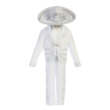 Angels Garment Little Boys White Dove Cross Motif Charro Baptism Outfit