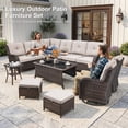 thumbnail image 3 of Bellefurn 7 Piece Outdoor Wicker Patio Furniture Set with Swivel Rocking Chairs,Outdoor Sectional Sofa Set L-Shaped Sectional Sofa with Ottomans,Rattan Conversation Set for Backyard Porch Garden, 3 of 11