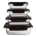 thumbnail image 2 of 4 Pack Extra Large Capacity Glass Food Storage Containers with Airtight Lids, Glass Meal Prep Containers,Black, 2 of 5
