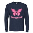 thumbnail image 2 of Wild Bobby, Butterfly Pink Ribbon Faith Hope Love, Breast Cancer Awareness, Men Long Sleeve Shirt, Vintage Heather Navy, X-Large, 2 of 5