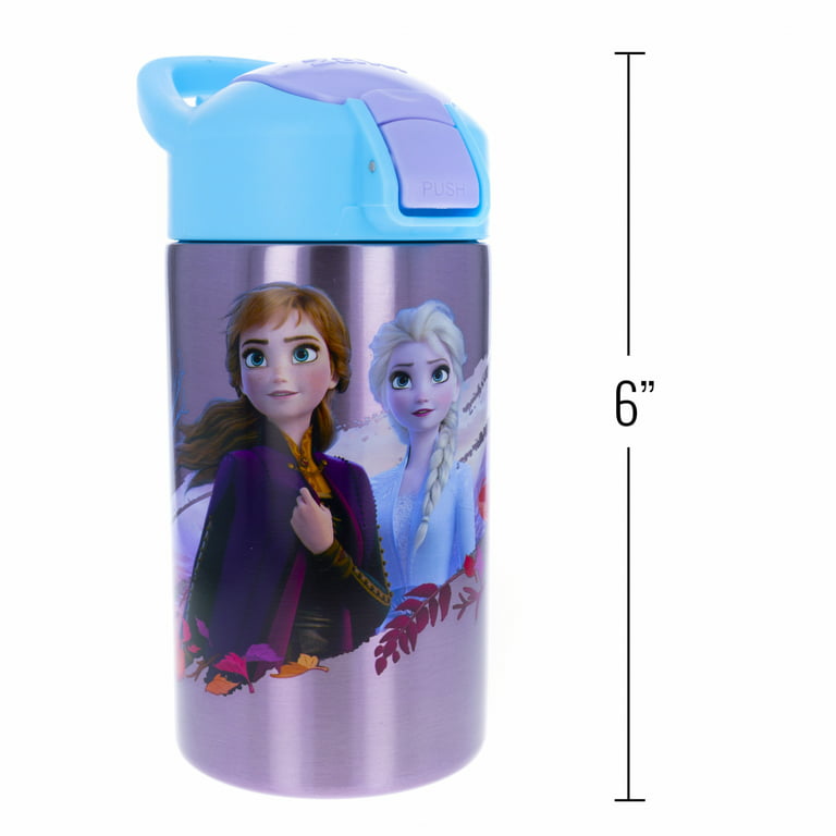 Zak! Designs Zak Designs Frozen II 15.5oz Stainless Steel Kids Water Bottle  with Flip-up Straw Spout - BPA Free Durable Design, (Elsa And Ann