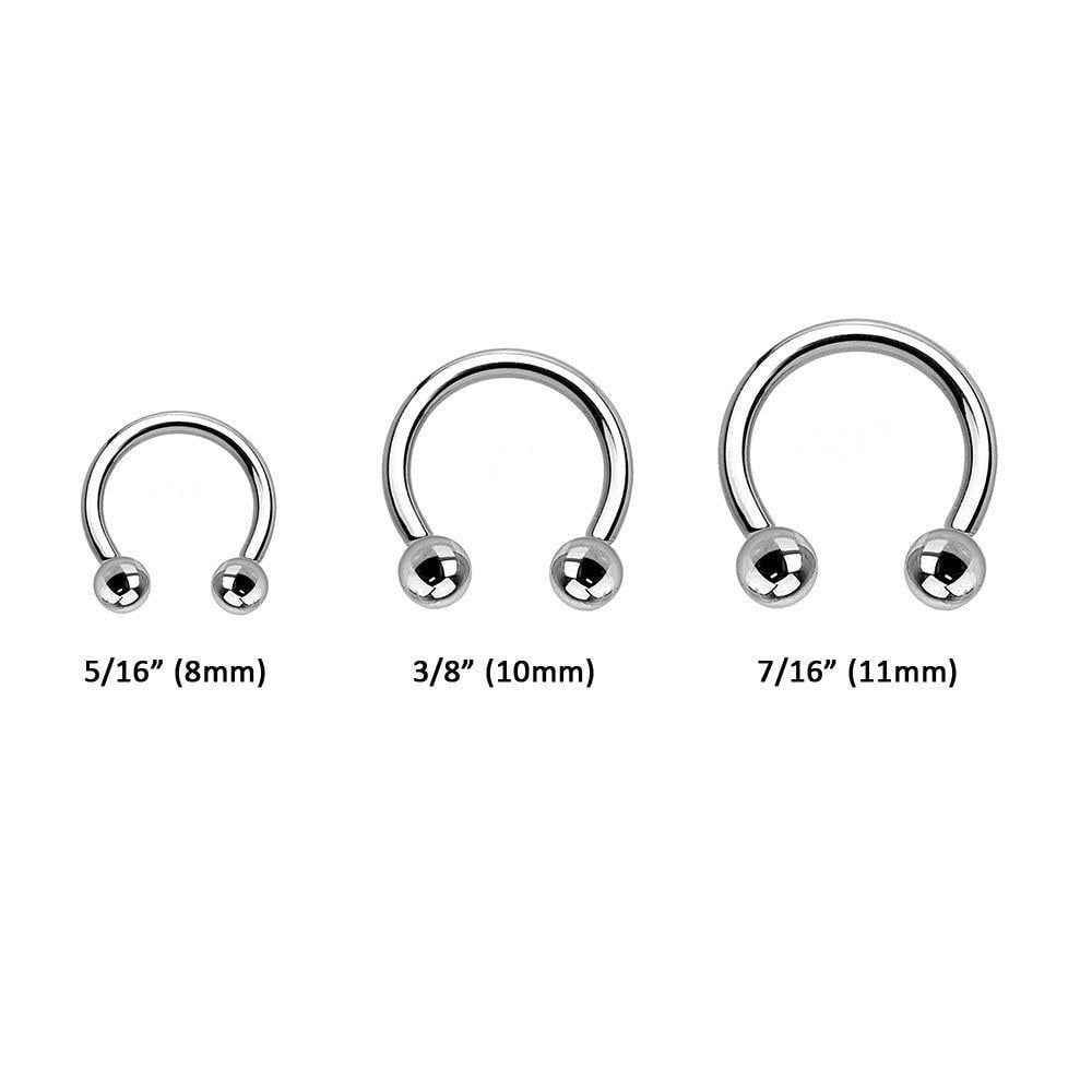 Horseshoe CBR 14G or 16G With Beads Surgical Steel Ring 3Pack